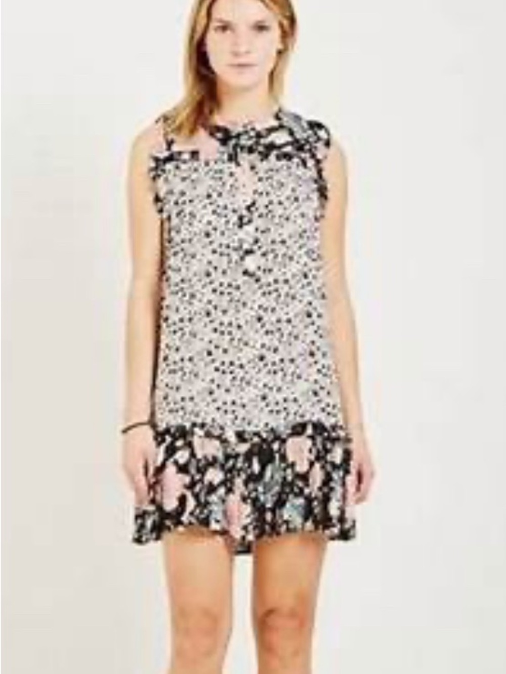 Spell Winona Sleeveless Floral Mini Tunic Dress in Black, White & Blush